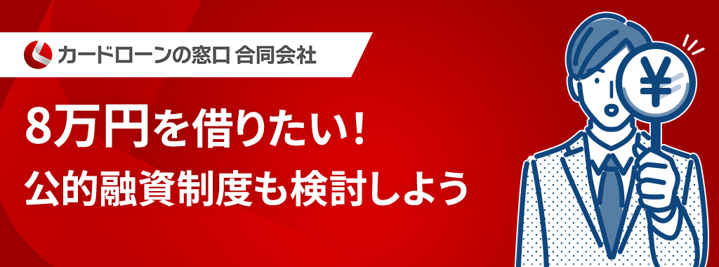 8万円を借りたいなら公的融資制度も検討